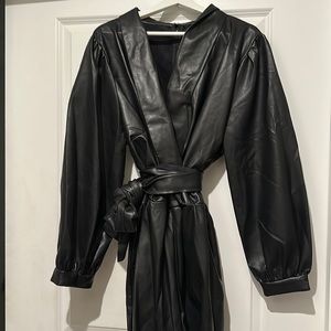 ELOQUII FAUX LEATHER ROMPER LONG SLEEVE